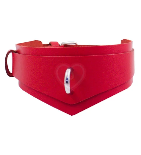 Ошейник Лунный Свет с двухслойным ремешком и колечком красный фото 1