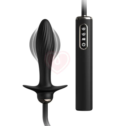 Надувная анальная пробка с вибрацией Auto-Throb черная фото 1