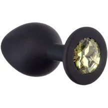 Средняя анальная пробка Emotions Cutie Medium чёрная с золотым кристаллом