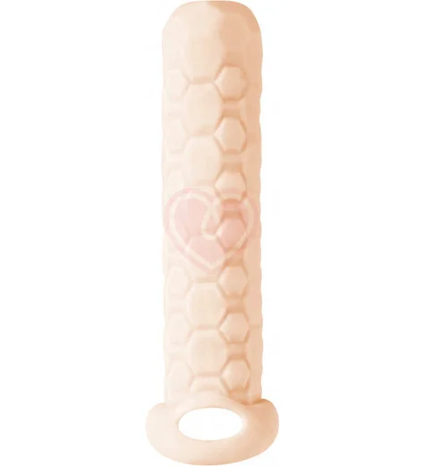 Насадка удлинитель с двусторонним рельефом Homme Long для 9-12 см телесная фото 1