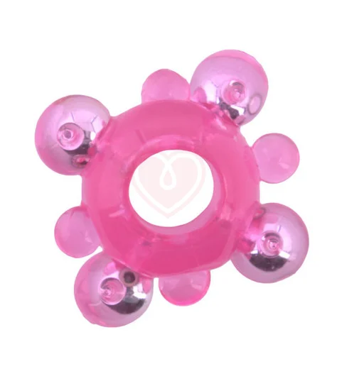 Кольцо эрекционное со стимулирующими шариками розовое фото 1