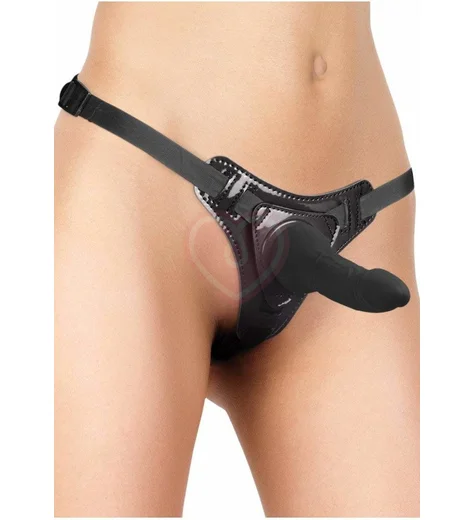 Регулирующийся страпон с реалистичной насадкой Ouch! Pleasure Strap-On чёрный фото 1