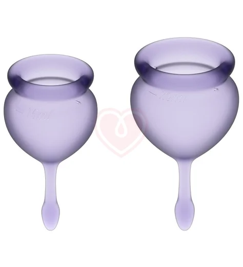 Набор из 2 менструальных чаш с кончиком-капелькой Satisfyer фиолетовый фото 1
