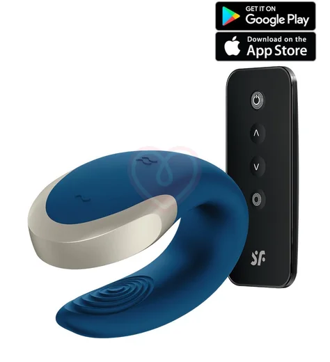 Вибратор для пар Satisfyer Double Love с пультом управления и приложением синий фото 1