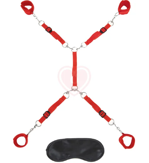 Набор для фиксации на кровати Lux Fetish Bed Spreader красный фото 1