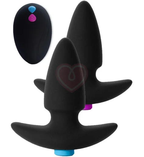Набор анальных плагов с пультом FunkyButts черные фото 1