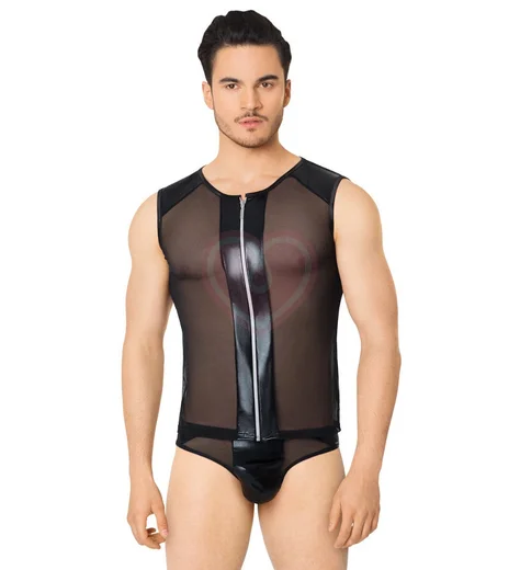 Мужские майка на молнии и трусы с чёрной вставкой фото 1