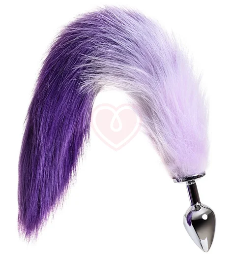 Анальная пробка с бело-фиолетовым хвостом ToyFa Metal M фото 1