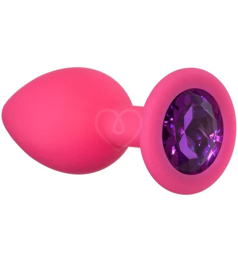 Маленькая анальная пробка Emotions Cutie Small розовая с темно-фиолетовым кристаллом фото 1