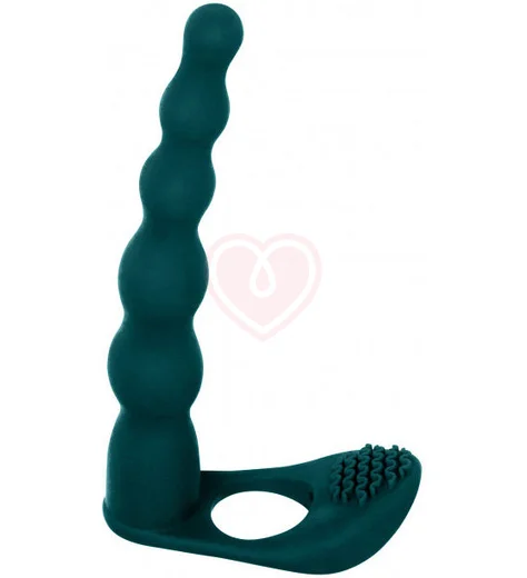 Вибронасадка для двойного проникновения со стимуляцией клитора Pure Passion Farnell 17 см зелёная фото 1