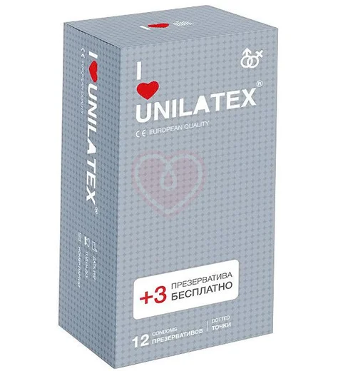 Рельефные точечные презервативы Unilatex Dotted 12 шт фото 1