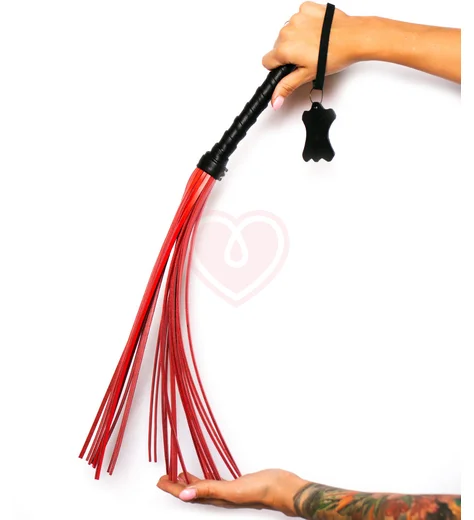 Флоггер Scandal из натуральной кожи чёрно-красный фото 1