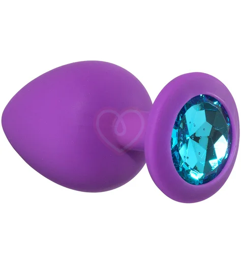 Большая анальная пробка Emotions Cutie Large фиолетовая с голубым кристаллом фото 1