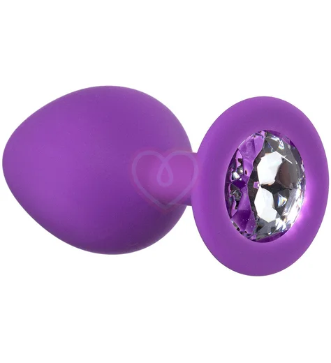 Средняя анальная пробка Emotions Cutie Medium фиолетовая с белым кристаллом фото 1