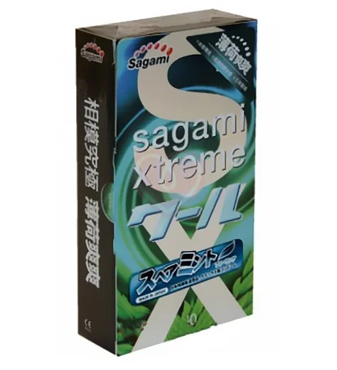 Презервативы ультратонкие Sagami Xtreme Mint со вкусом мяты 10 шт фото 1