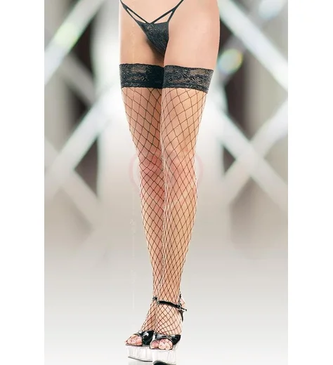Чулки в крупную сетку Soft Line Collection чёрные фото 1