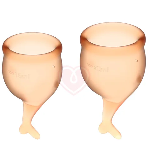 Набор из 2 менструальных чаш с хвостиком Satisfyer оранжевый фото 1