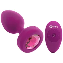 Маленькая вибропробка b-Vibe Vibrating Jewel Plug с кристаллом и пультом розовая