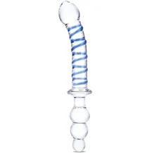 Двусторонний стеклянный рельефный фаллоимитатор Glas Twister