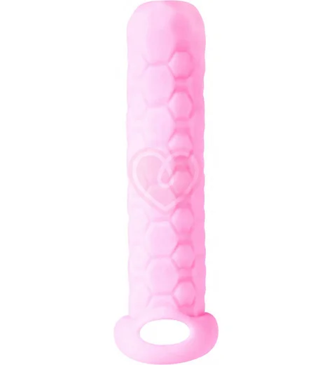 Насадка удлинитель с двусторонним рельефом Homme Long для 9-12 см розовая фото 1
