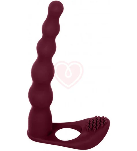 Вибронасадка для двойного проникновения со стимуляцией клитора Pure Passion Farnell 17 см бордовая фото 1