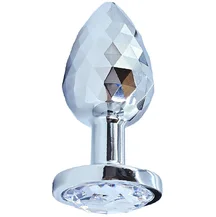 Текстурная алюминиевая анальная пробка Kanikule Medium с кристаллом серебряная