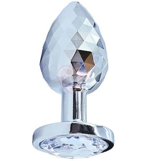 Текстурная алюминиевая анальная пробка Kanikule Medium с кристаллом серебряная фото 1