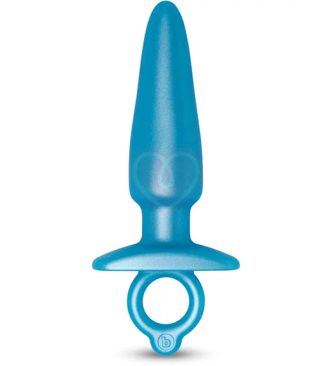 Анальная пробка с ограничительным кольцом Sleek Plug голубая фото 1