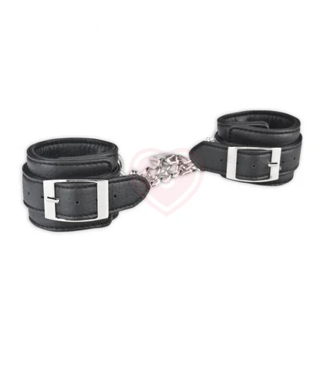 Наручники с мощной цепью и замком Unsex Leatherette Cuffs фото 1