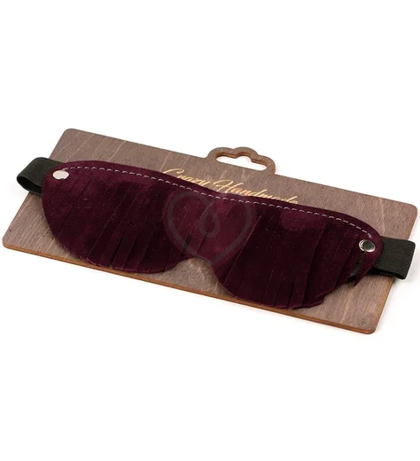 Маска с бахромой из натурального велюра Crazy Handmade бордовая фото 1