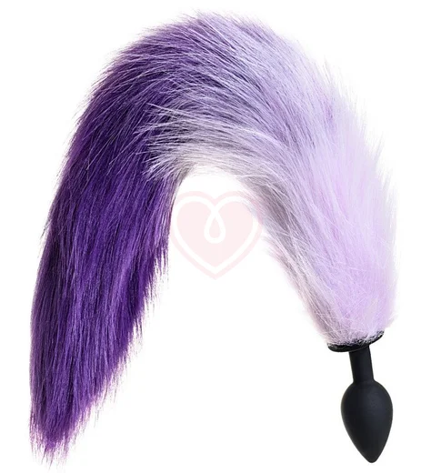 Силиконовая анальная пробка с бело-фиолетовым хвостом Popo Pleasure S фото 1