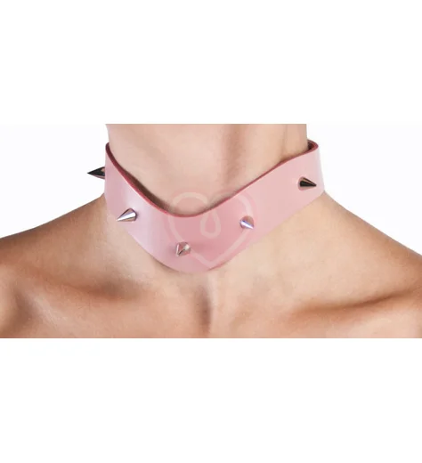 Ошейник Лунный Свет с шипами нежно-розовый фото 1