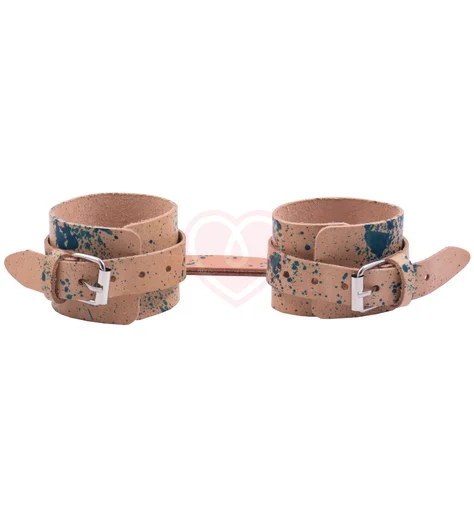 Наручники Лунный Свет ручной покраски бежевый с синим фото 1