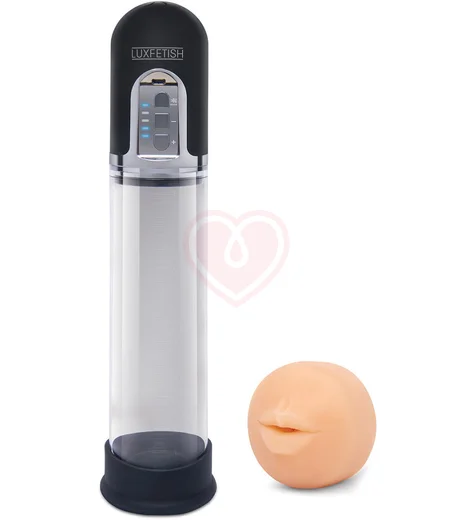 Вакуумная помпа с мастурбатором ротик Lux Fetish Blowjob Auto Sucker Penis Enlarger Pump фото 1