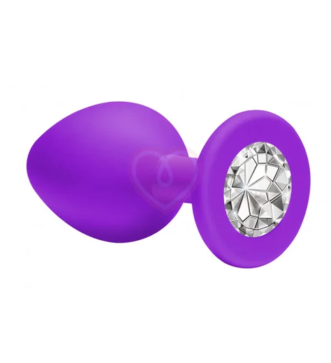 Маленькая анальная пробка Emotions Cutie Small фиолетовая с белым кристаллом фото 1