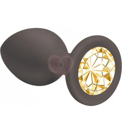 Маленькая анальная пробка Emotions Cutie Small чёрная с золотым кристаллом фото 1