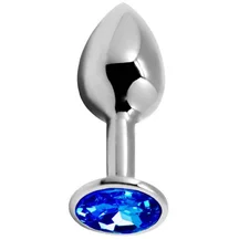 Анальная пробка Alive Mini Metal Butt Plug M с голубым кристаллом