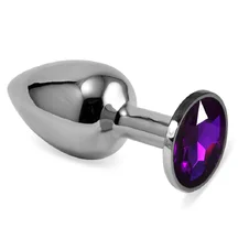 Анальная пробка Silver с фиолетовым кристаллом