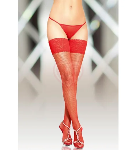 Чулки в мелкую сетку со швом сзади Soft Line Collection красные фото 1