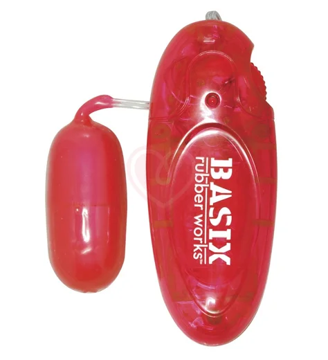 Виброяйцо с пультом Basix Rubber Works Jelly Egg красное фото 1