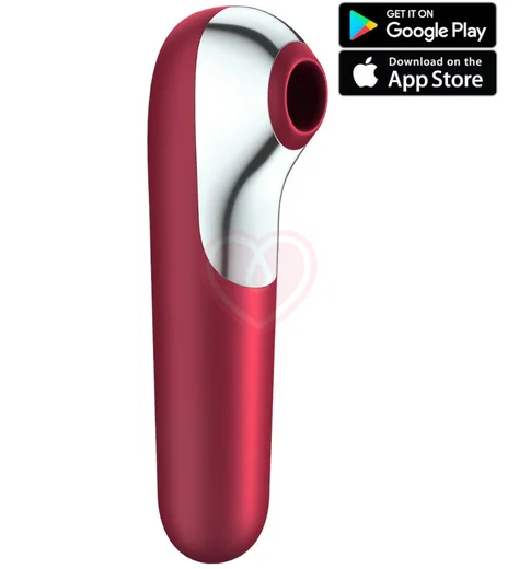 Вакуумный стимулятор с вибрацией и приложением Satisfyer Dual Love красный фото 1