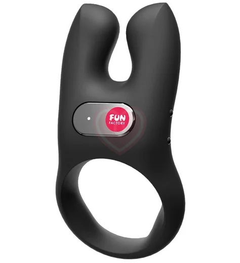 Виброкольцо Fun Factory Nos с двумя кончиками для стимуляции чёрное фото 1