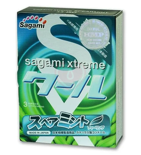 Презервативы ультратонкие Sagami Xtreme Mint со вкусом мяты 3 шт фото 1