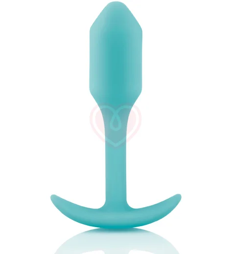 Утяжелённая анальная пробка для ношения b-Vibe Snug Plug 1 мини голубая фото 1