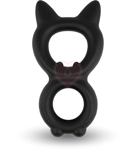 Двойное эрекционное кольцо с ушками Velv'Or Rooster Kalf черное фото 1