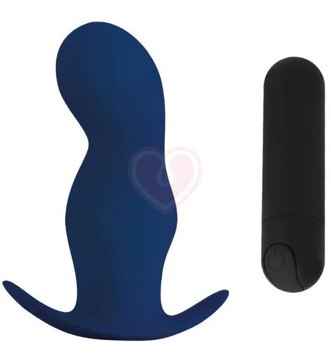 Анальная пробка с вибропулей Gladius синяя фото 1