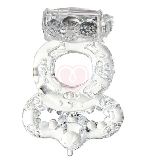 Эрекционное виброкольцо с петлёй для мошонки Toyfa прозрачное фото 1