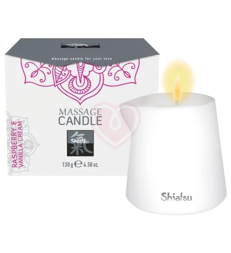 Массажная свеча Shiatsu Massage Candle с ароматом малины и ванили 130 г фото 1