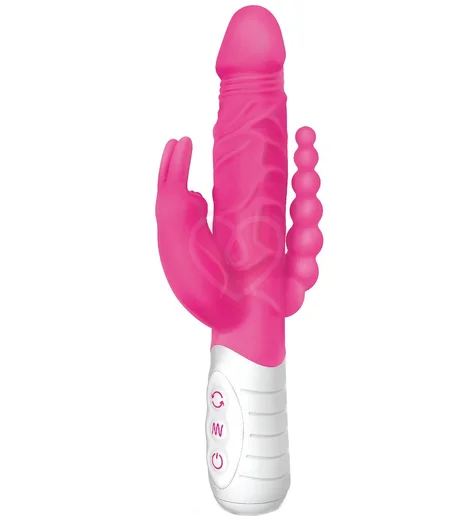 Реалистичный вибратор хай-тек для двойного проникновения Rabbit розовый фото 1