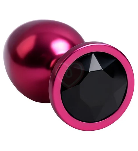 Анальная пробка с кристаллом ToyFa Metal красно-чёрная фото 1